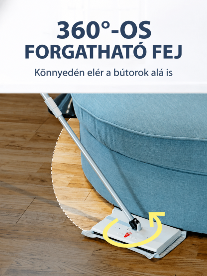 Kézmosás nélküli háztartási lapos felmosó.