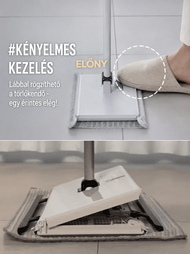 Kézmosás nélküli háztartási lapos felmosó.