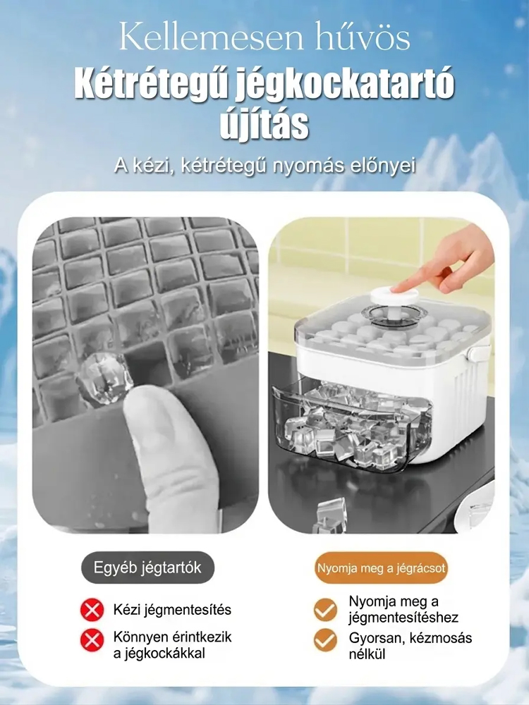 【Lusta ember eszköze】Nagy kapacitású jégkészítő eszköz, amely nem koszolja össze a kezed