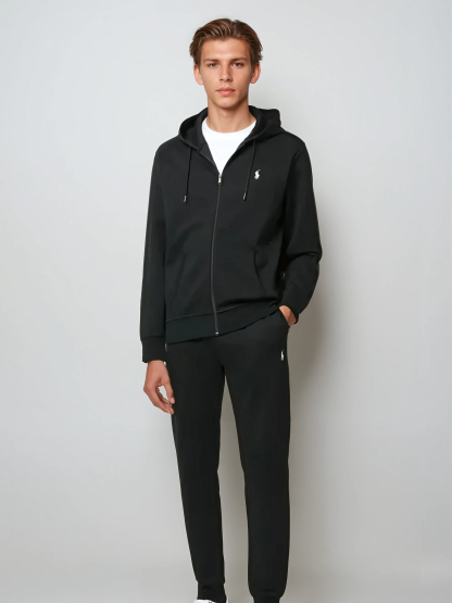 Casual hooded zipper jacket set