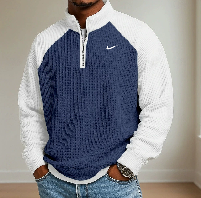 2026 Men's Waffle Knit Long-Sleeve Polo Shirt