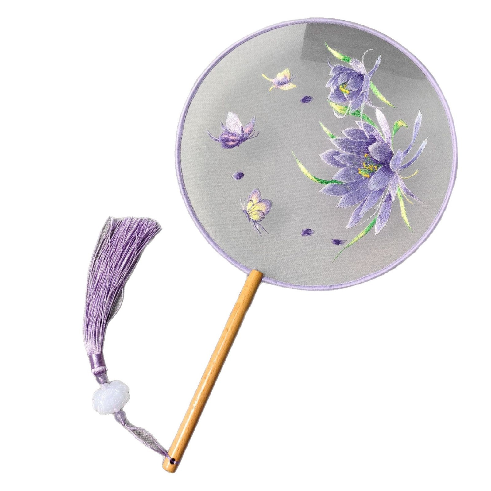 double-sided embroidered round fan