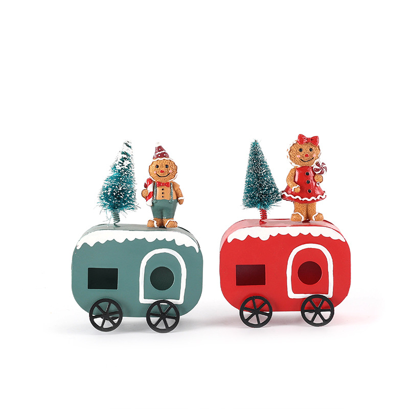 Christmas gingerbread man riding car decoration