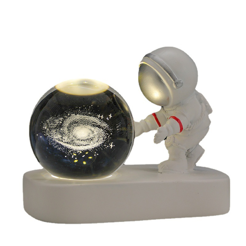 Astronaut Night Light with Crystal Ball Luminous Base