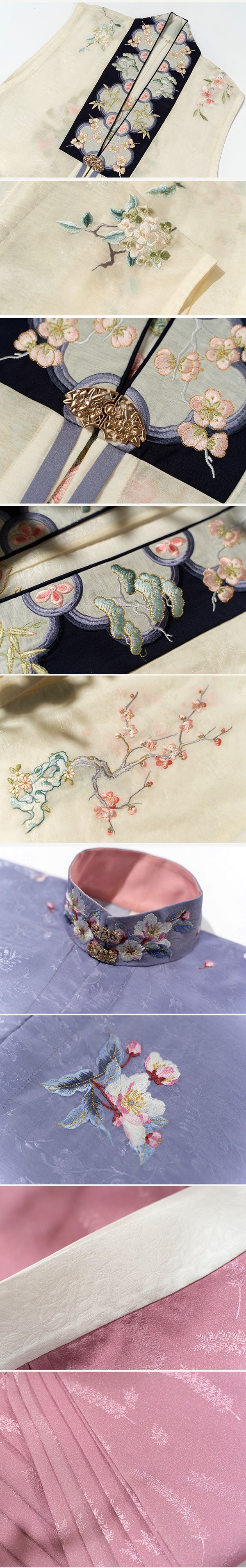 Four Seasons of Elegance - Traditional Embroidered Stand Collar Hanfu Mamianqun Skirt Set