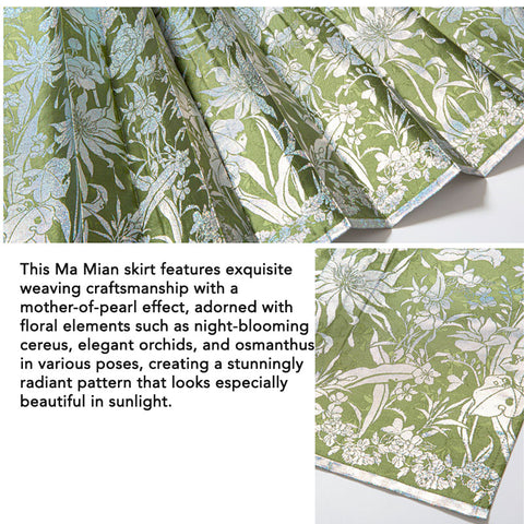 Sea of Flowers Mamianqun- Floral Ma Mian Skirt Inspired by Traditional Chinese Mother-of-Pearl Patterns