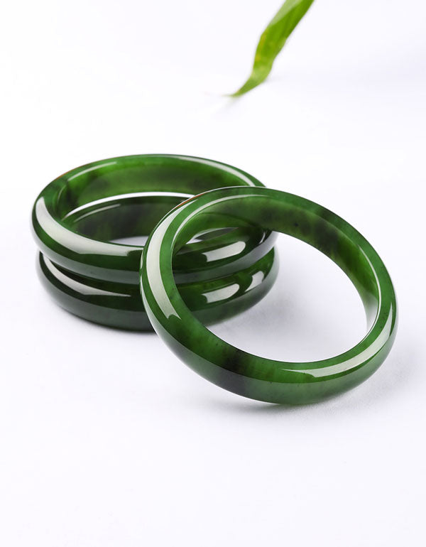 Emerald Green Chinese Style Natural Hetian Jadeite Jade Bangle for Women-02