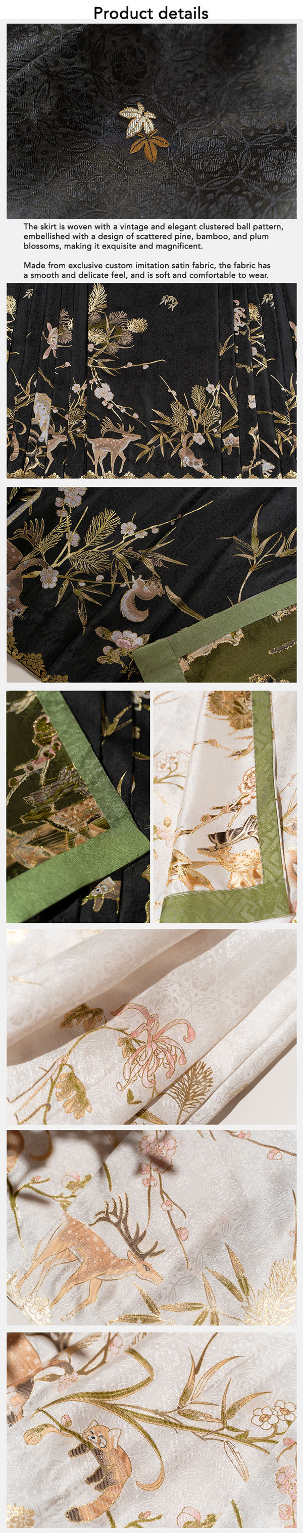 Deer and Plum Blossom - Fun Animal Zoo Series MaMianqun Skirt Daily Hanfu Skirt product details
