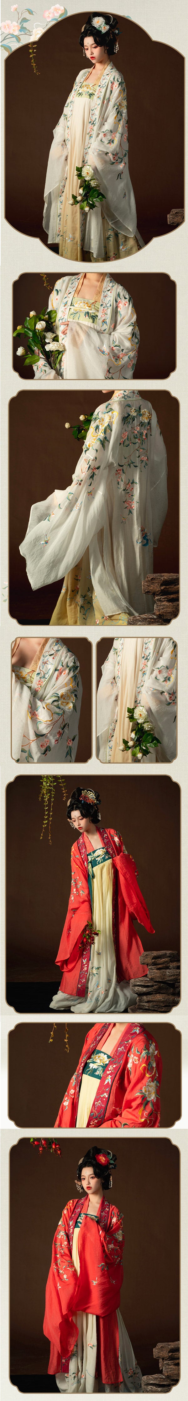 Song of Spring - Peony and Pear Blossoms Embroidery Hanfu Clothing Chinese Dress for Garden Tea Party