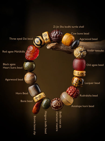 Multi-Gemstone Bodhi Seed Prajna Heart Sutra Six Character Mantra Beaded Bracelet for Men and Women-04