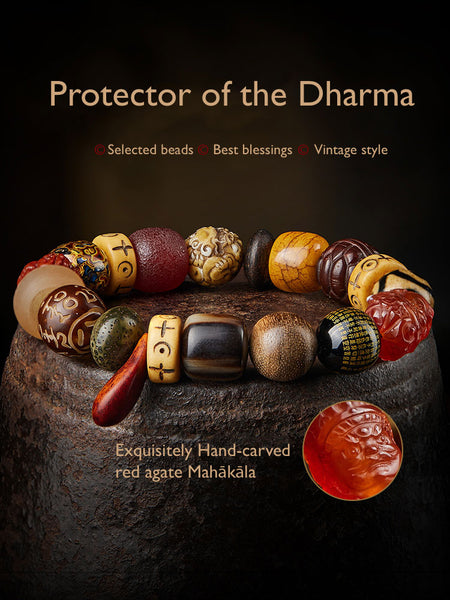 Multi-Gemstone Bodhi Seed Prajna Heart Sutra Six Character Mantra Beaded Bracelet for Men and Women-03