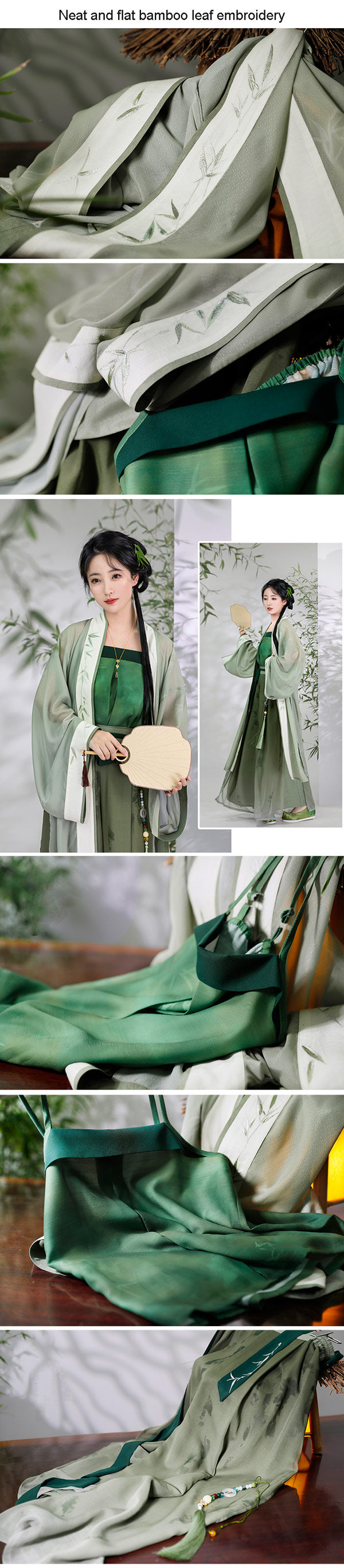 Veiled in Mist and Rain - Song Dynasty-Inspired Fresh Green Modern Hanfu Outfit Product Details