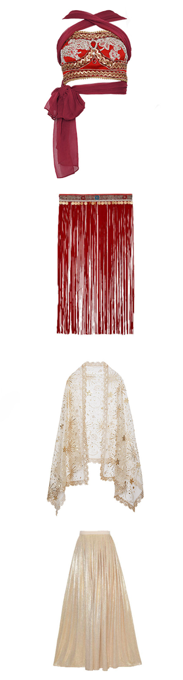 Red Dunhuang Feitian Style Embroidery Hanfu Costume Set