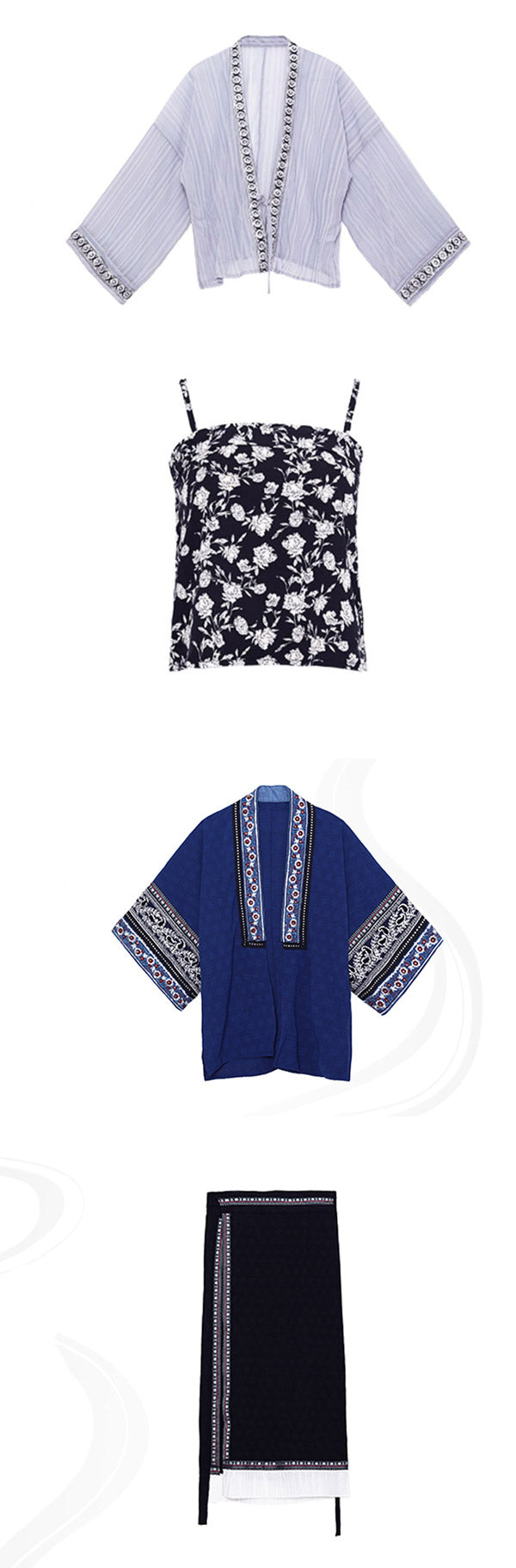 Miao Ethnic Minority Blue Embroidery Morden Hanfu Skirt Set