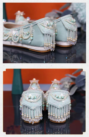 Handmade Custom Melaleuca Bottom Heightening Embroidered and Beaded Women's Hanfu Shoes Chinese Cosplay Shoes-01