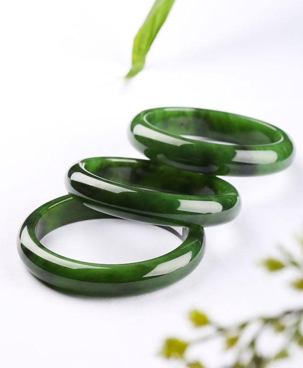 Emerald Green Chinese Style Natural Hetian Jadeite Jade Bangle for Women-01