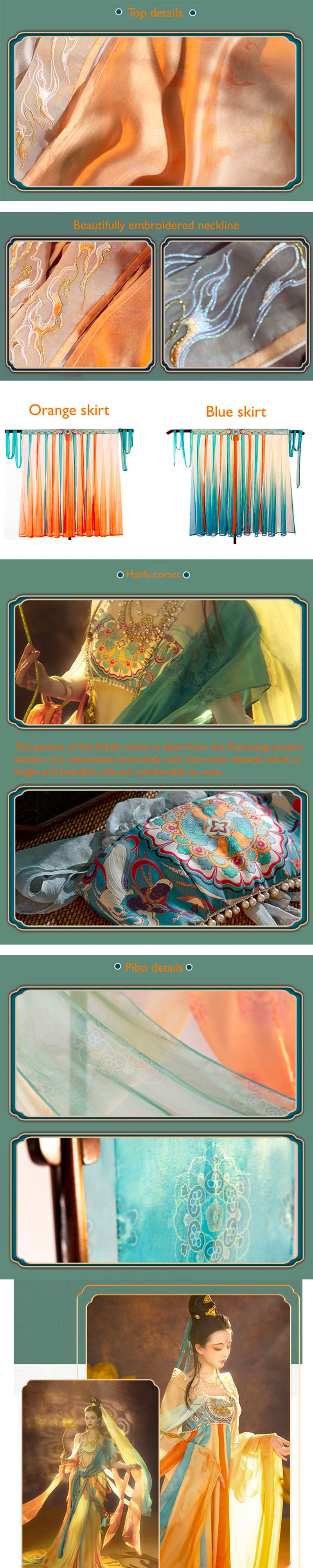 BlueDail Dunhuang Feitian Style Embroidery Hanfu Clothing Inspired by the Dunhuang Murals(5PCS)-03