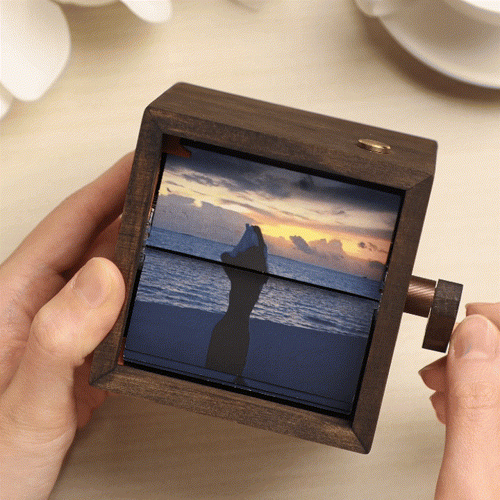 Custom Photo Flipbook Frame Animation Machine Mechanical Hand-cranked Flipbook Box Photo Album with Light Photo Cube Frame Anniversary Gifts-Lovesyouforever