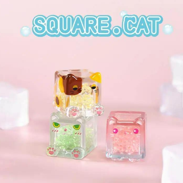 Square Cat Series Mystery Boxes Box Random Design Resin Action Figures Cute Animal Collectible Toy Mini Cats