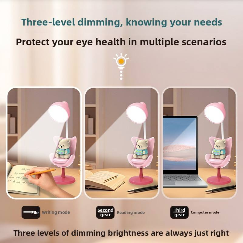 Cute Cartoon Bear Doll USB-Powered Button Control Table Lamp 