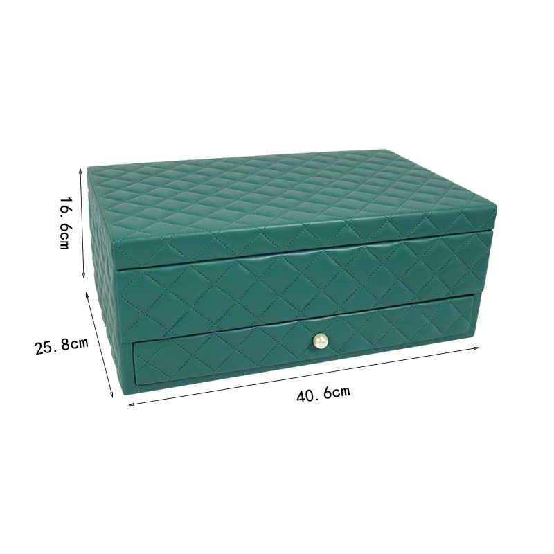 Multi-compartment layout Leather jewelry storage box