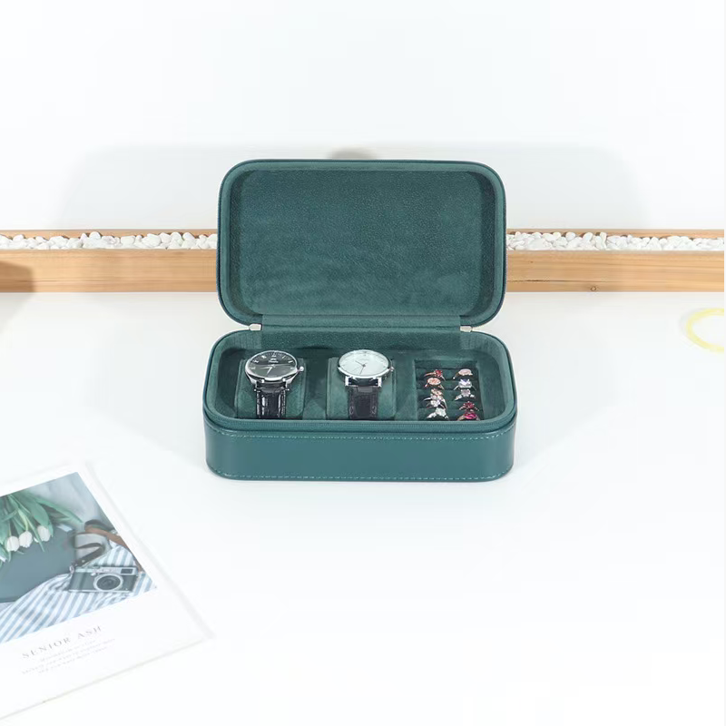 Portable leather jewelry watch storage box