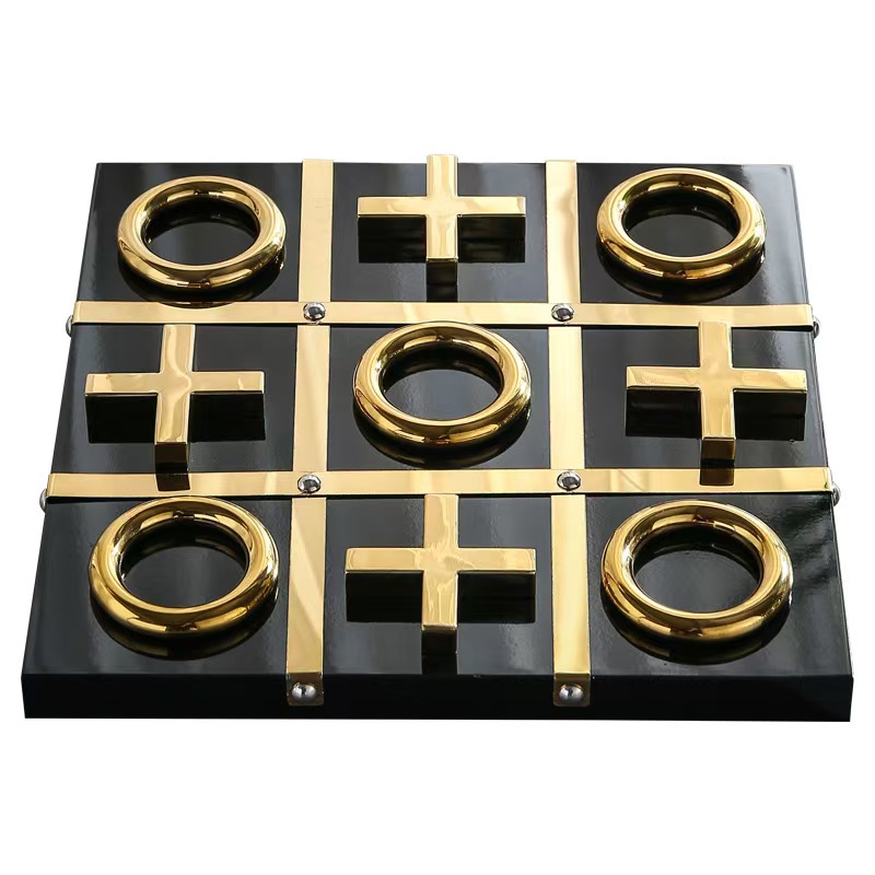 Nordic luxury-style home decoration metal XO chess and checkers dedicated display Ornament