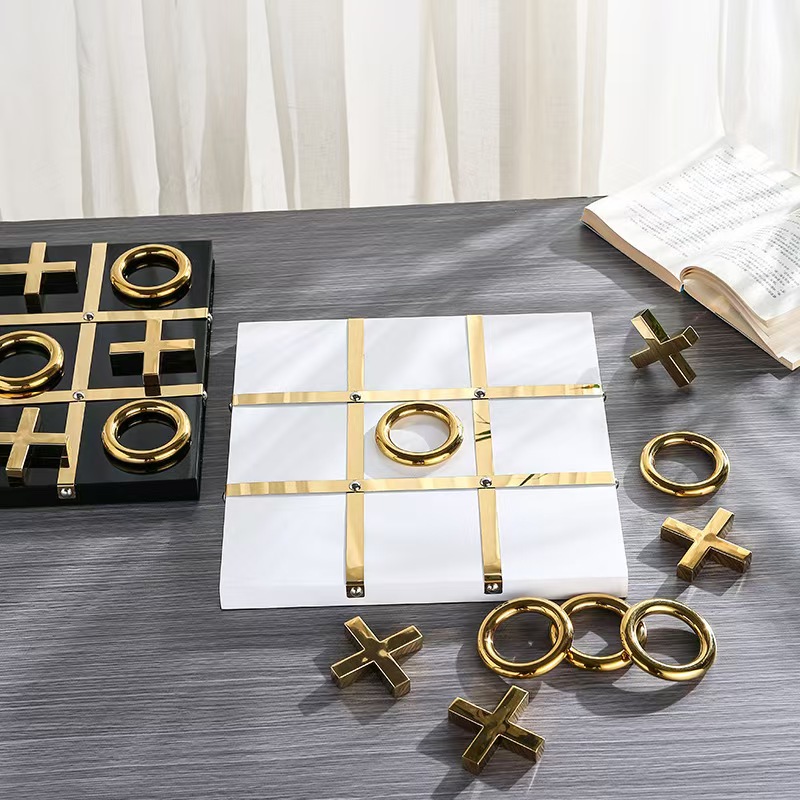 Nordic luxury-style home decoration metal XO chess and checkers dedicated display Ornament