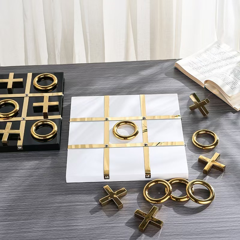 Nordic luxury-style home decoration metal XO chess and checkers dedicated display Ornament