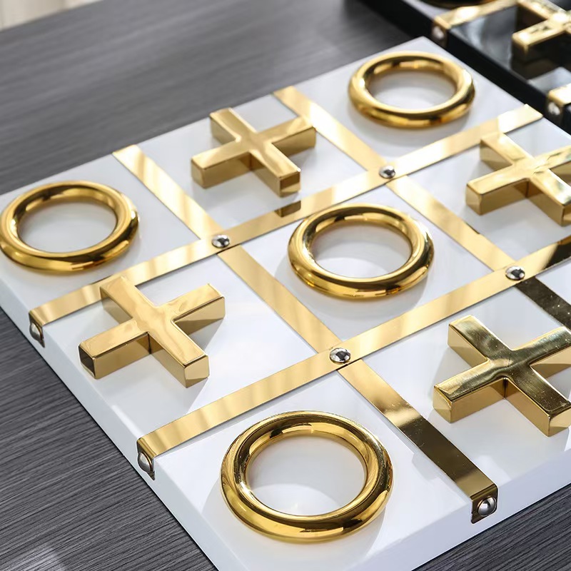 Nordic luxury-style home decoration metal XO chess and checkers dedicated display Ornament