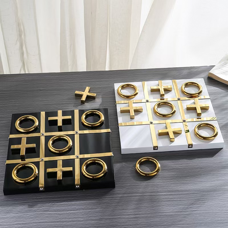 Nordic luxury-style home decoration metal XO chess and checkers dedicated display Ornament