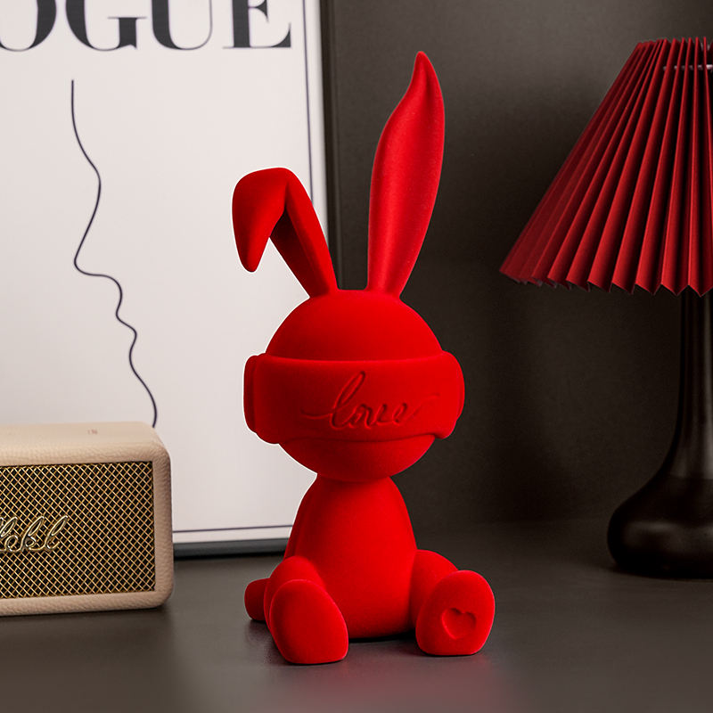 Cartoon Eco-friendly Resin Rabbit Animal Sitting Posture Figurine Ornament