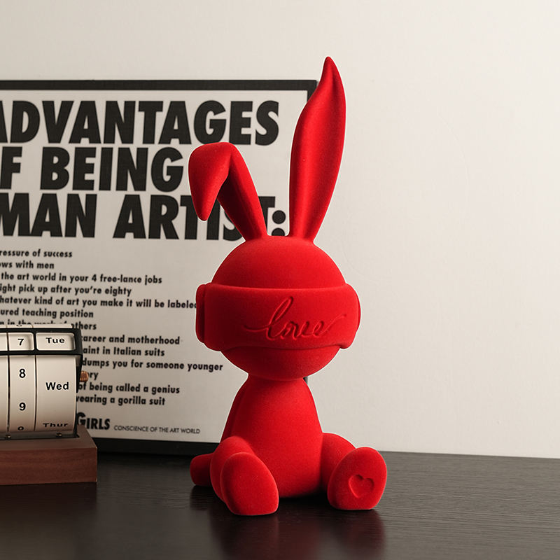 Cartoon Eco-friendly Resin Rabbit Animal Sitting Posture Figurine Ornament