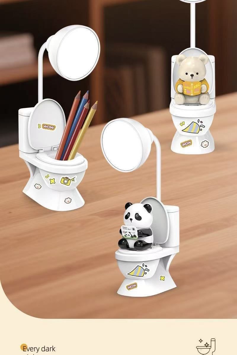 Mini Panda Toilet Night Light Pen Holder