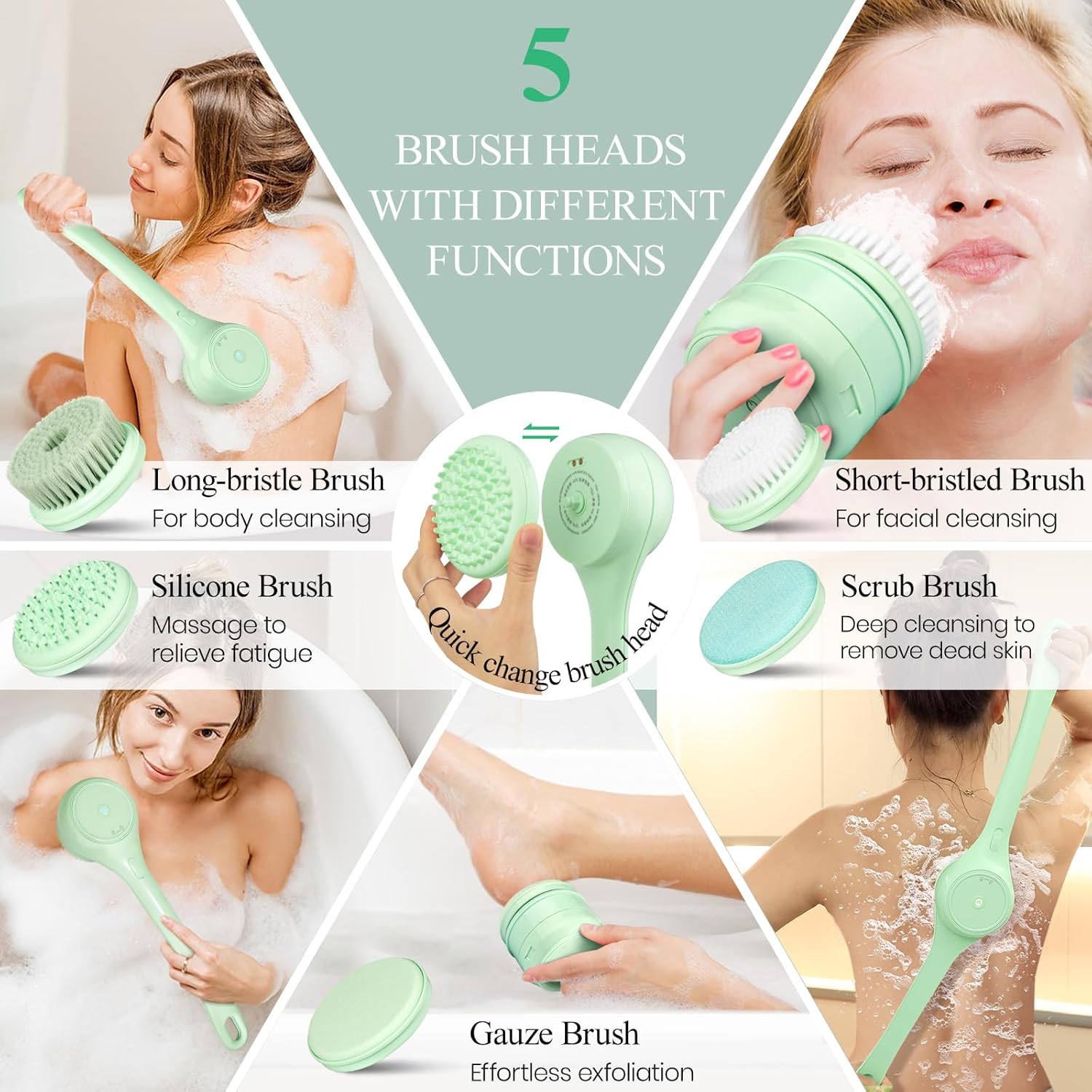 Electric body brush back brush