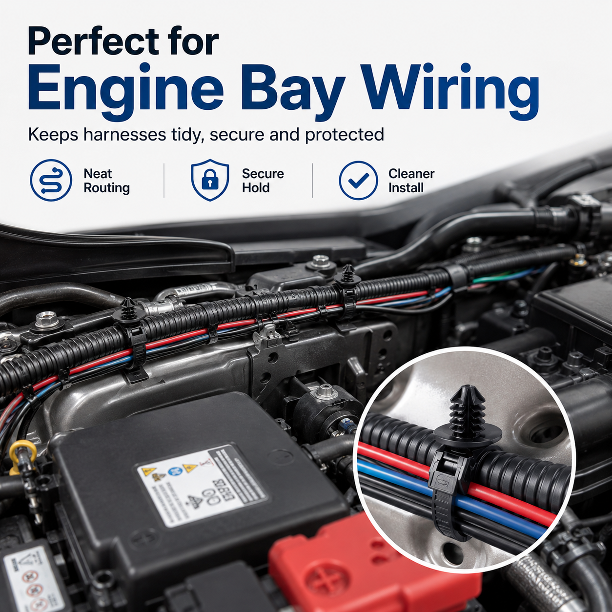 Durable nylon material and automotive cable tie details