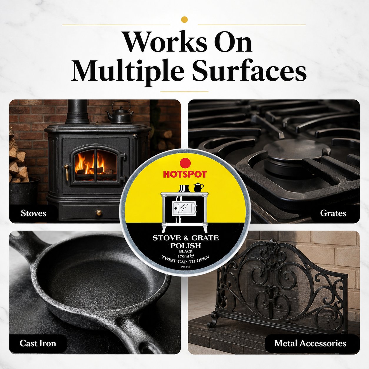 Black stove polish finish