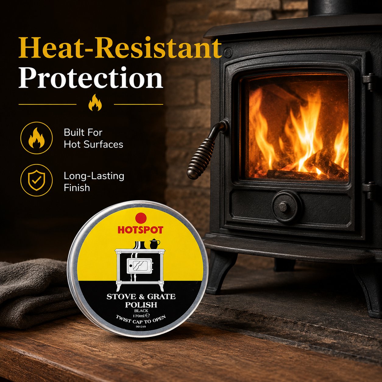 Restored black stove surface