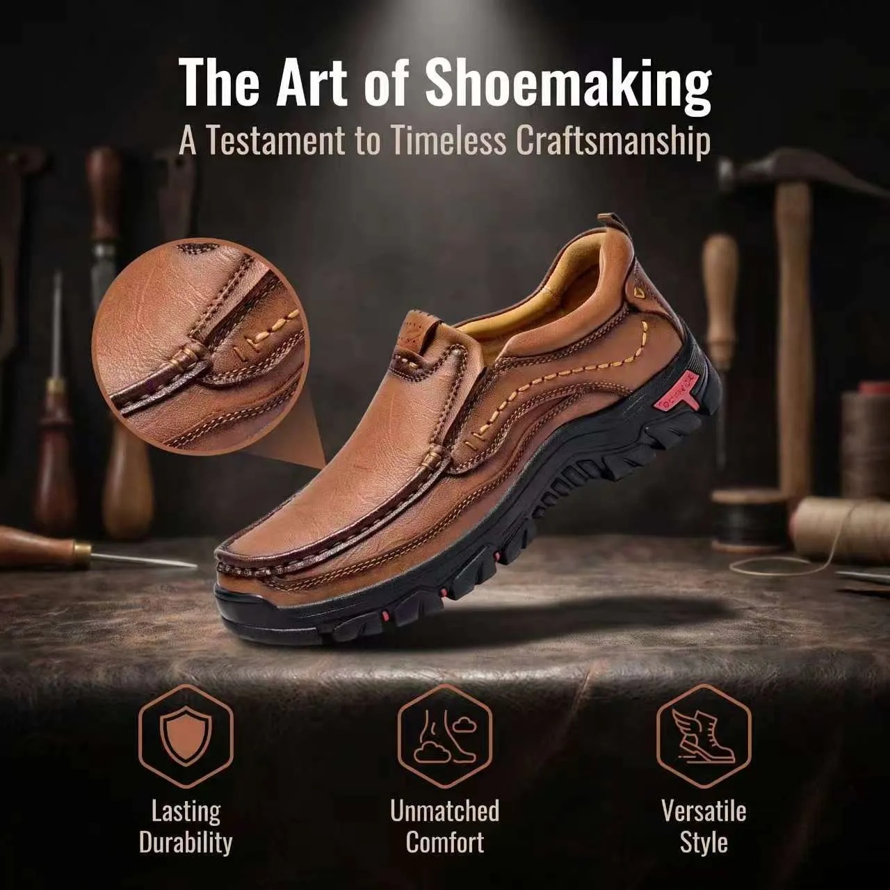 ⏰Last Day!45% OFF 🔥VELTOE® Men's Handmade Genuine Leather Orthopedic Walking Shoes