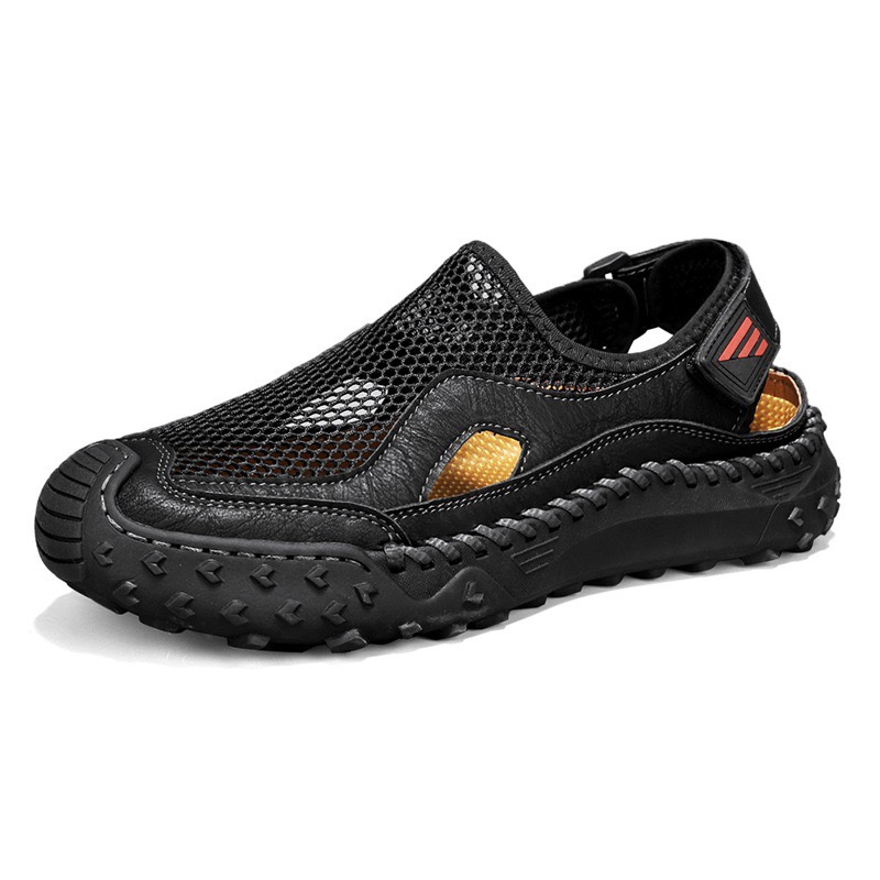 Mens Handcrafted Cowhide Mesh Breathable Orthopedic Outdoor Sandals