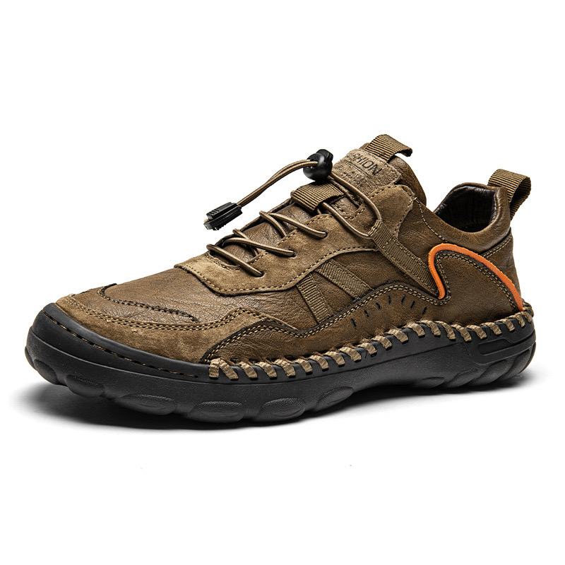 StrideCrafts Men's Leather Loafers - Arch Support & Wide Fit Outdoor Slip-Ons