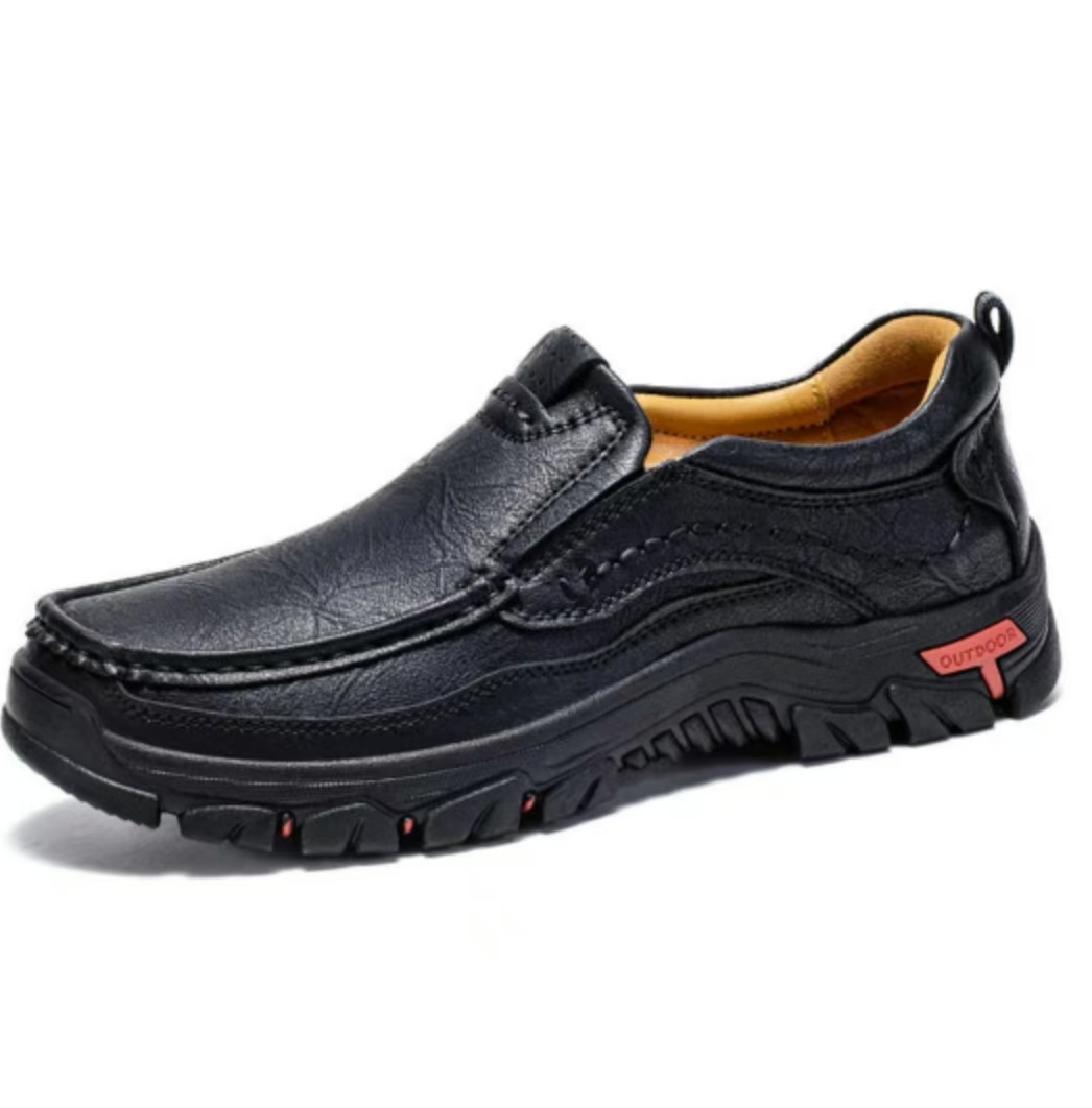 Men's handmade genuine leather orthopedic slip-on loafers.