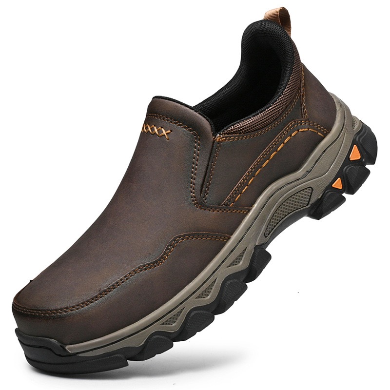 mens genuine leather orthopedic outdoor walking slip-on shooes