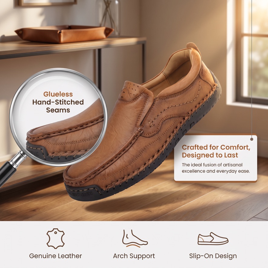 ⏰Last Day!45% OFF 🔥VELTOE®Men’s Handmade Full Grain Leather Orthopedic Loafers