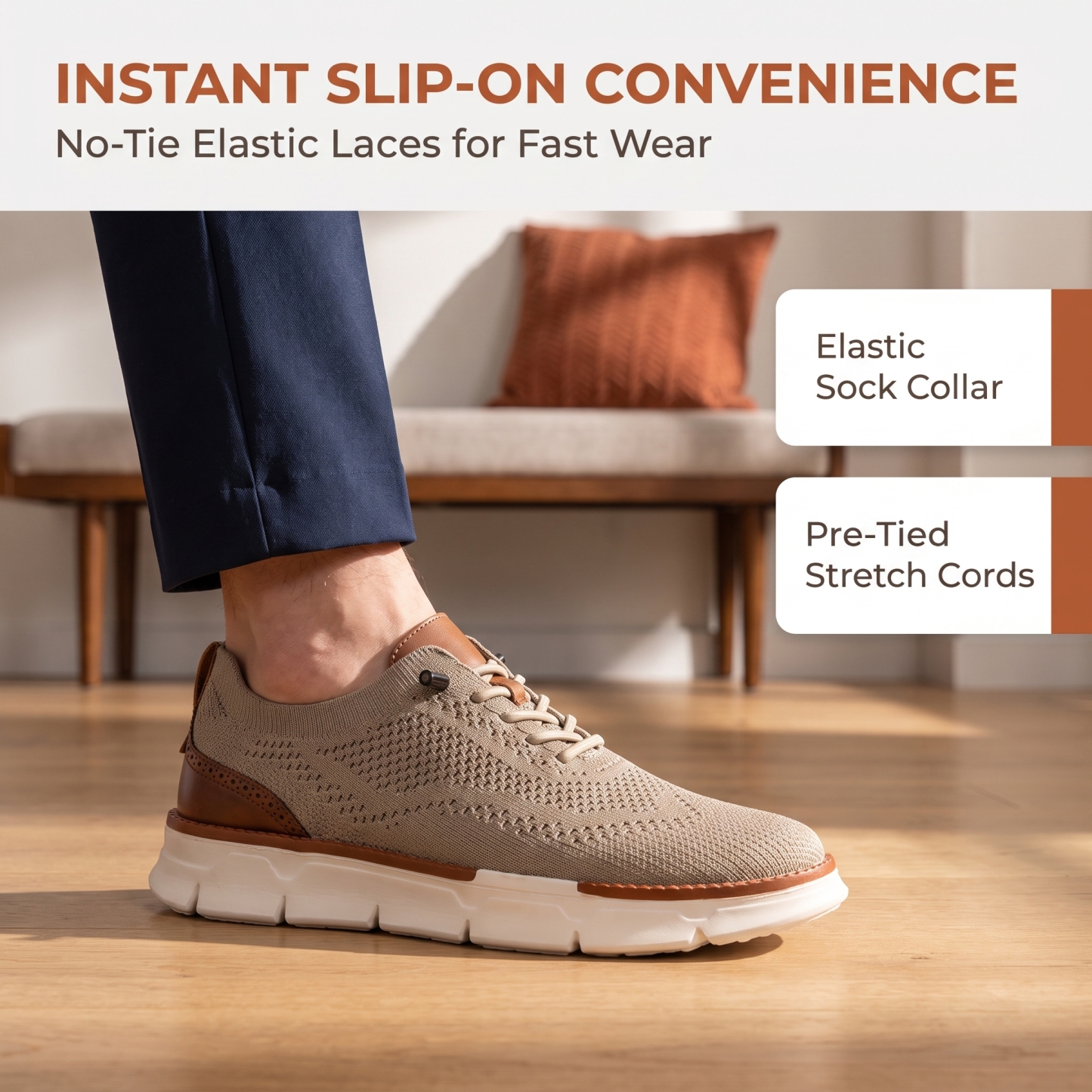 ⏰Last Day! 45% OFF  🔥MANTRAFF®Men's Breathable Knit Casual Dress Shoes Quick Lace-Up Lightweight Walking Shoes