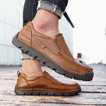 Mens Handcrafted Cowhide Orthopedic Loafers