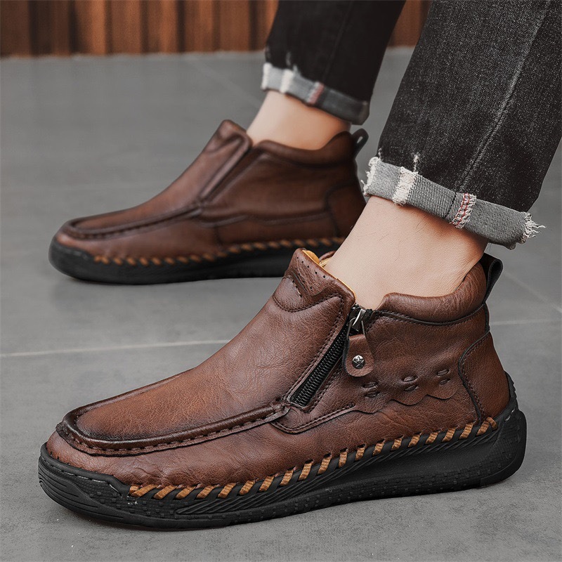 mens handmade genuine leather orthopedic boots