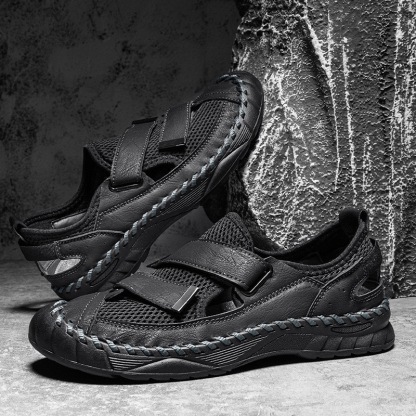 GARB Men's Handmade Cowhide Mesh Breathable Sneakers