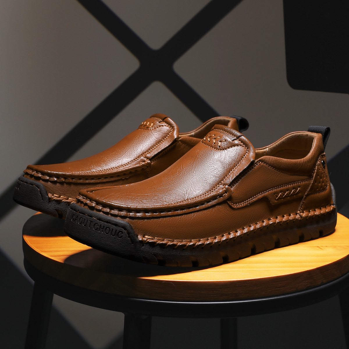 Mens Handcrafted Cowhide Orthopedic Loafers