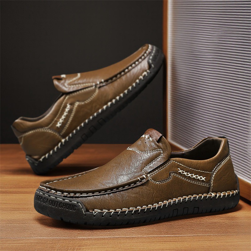 mens handmade cowhide No-glue orthopedic loafers